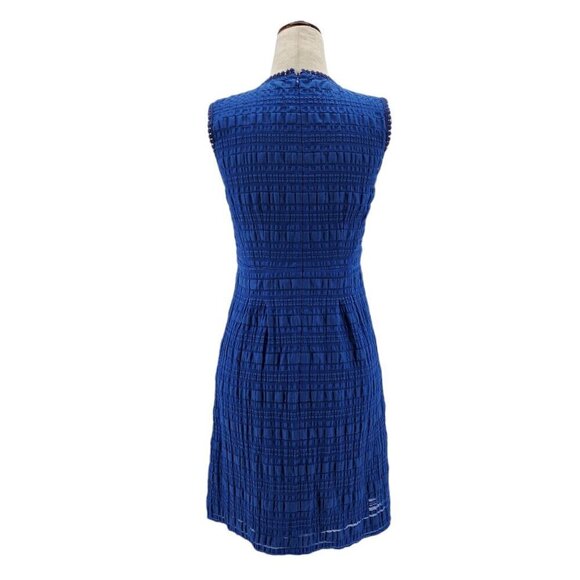 Nanette Lepore Textured Plaid Sleeveless Crochet Blue Mini Dress Womens 0 - Picture 5 of 9
